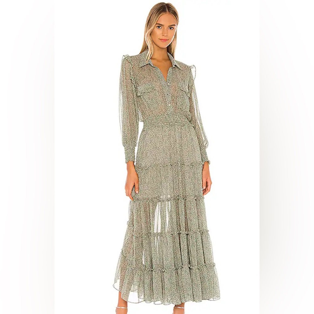 MISA x REVOLVE Aydeniz Dress in Mini Banana Leaf Green